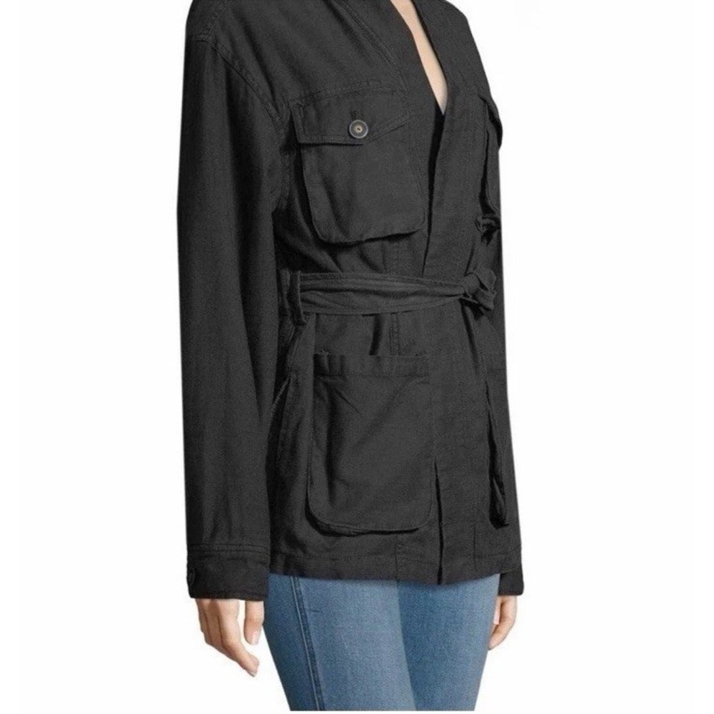 Free People black Cotton Utility Belted Jacket Womens XS Lightweight - Picture 2 of 11